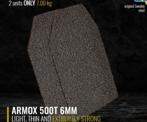Bulletproof plate for plate carrier ARMOX 500T 6mm - EXTREMELY STRONG